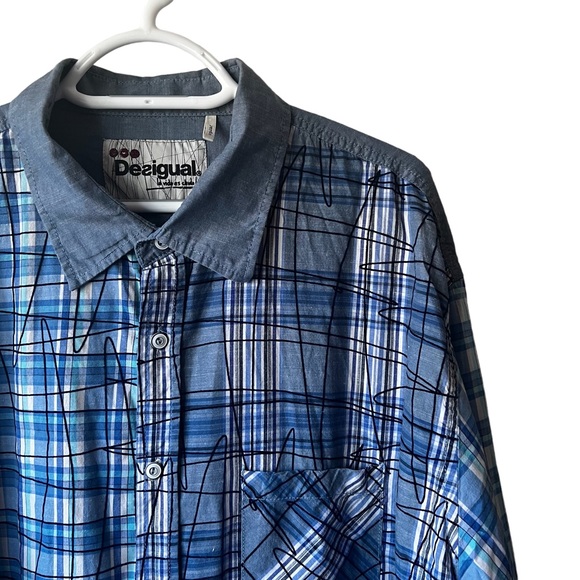 DESIGUAL | Men’s Button Up Plaid Shirt Size 3XL - Picture 3 of 7